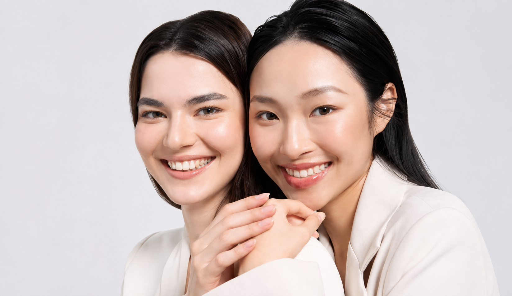 Korean beauty model with radiant, glass-like skin